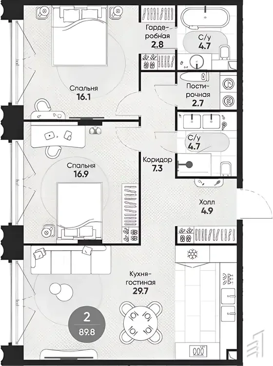 Omega Residence (Фотиевой 5) — планировка 2